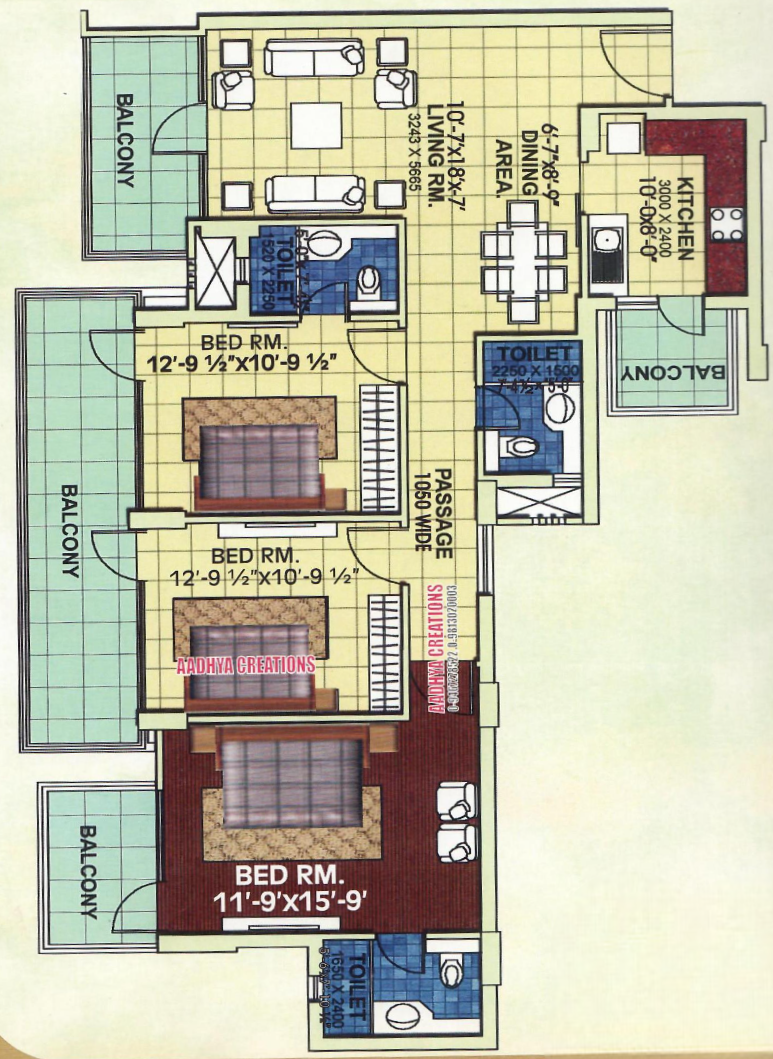 kingsbury 3bhk floor plan